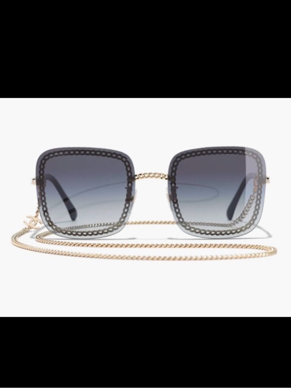 Chanel 4244 Gold Chain Square Sunglasses with Gradient Gray Lenses